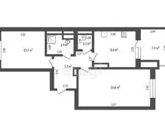 2 miegamieji, 45 m², Monolitinis namas